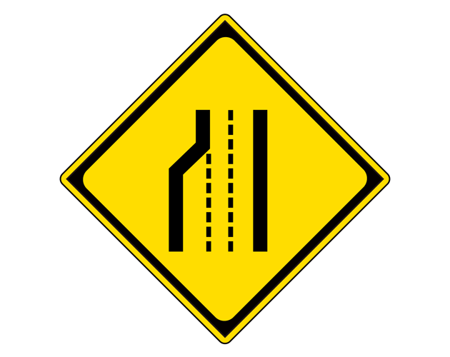道路標識（車線数減少）のイラスト（フリー素材）