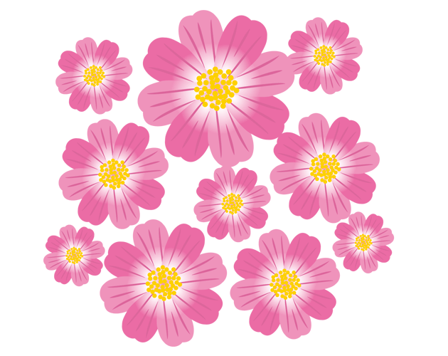 かわいいピンクの花のイラスト（フリー素材）