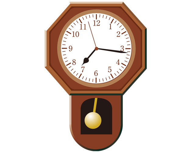 西洋のアンティークな壁掛け時計のイラスト（フリー素材）