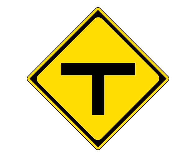 道路標識（Ｔ形道路交差点あり）のイラスト（フリー素材）