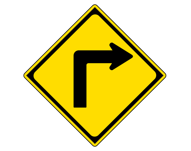 道路標識（西（又は左）方屈折あり）のイラスト（フリー素材）
