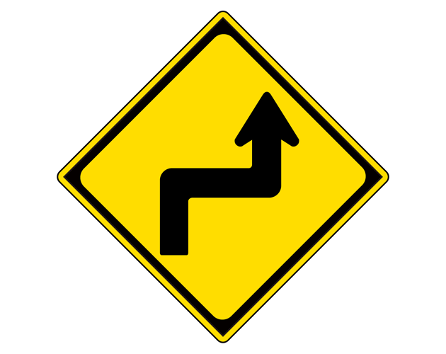 道路標識（右（又は左）背向屈折あり）のイラスト（フリー素材）