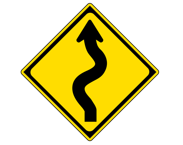 道路標識（右（又は左）つづら折りあり）のイラスト（フリー素材）