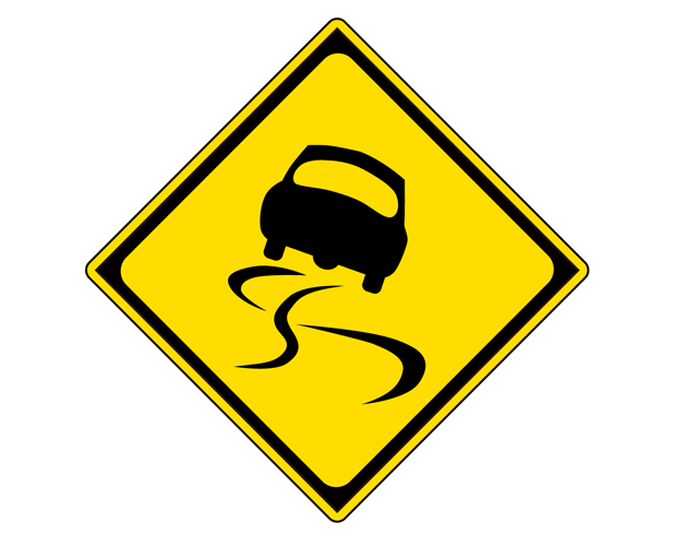 道路標識（すべりやすい）のイラスト（フリー素材）