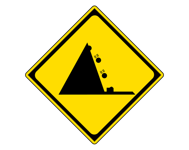 道路標識（落石のおそれあり）のイラスト（フリー素材）