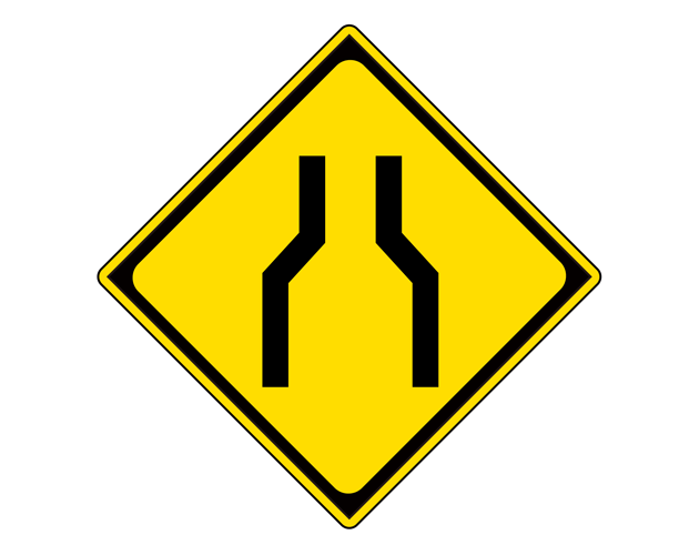 道路標識（幅員減少）のイラスト（フリー素材）