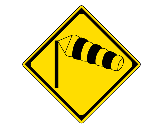 道路標識（横風に注意）のイラスト（フリー素材）