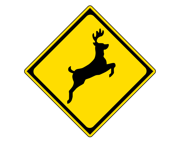 道路標識（鹿に注意）のイラスト（フリー素材）