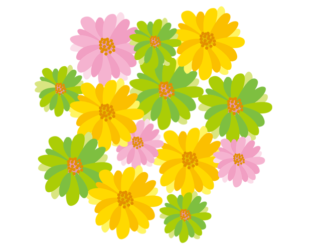 色とりどりな花のイラスト（フリー素材）