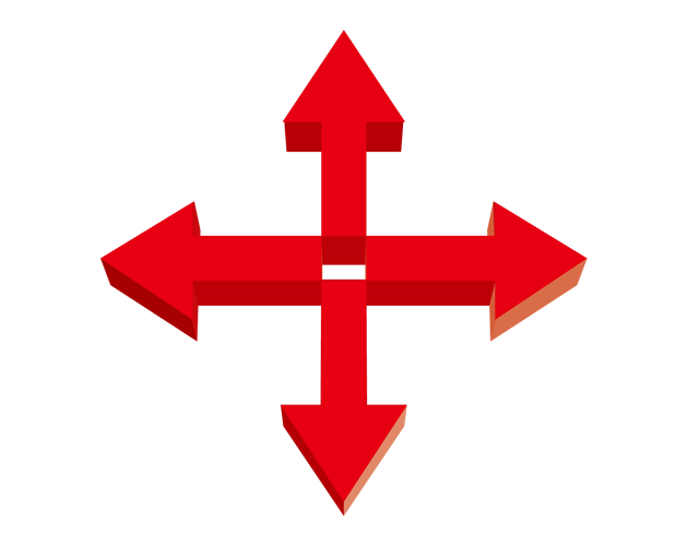 立体的な十字矢印、フリー素材